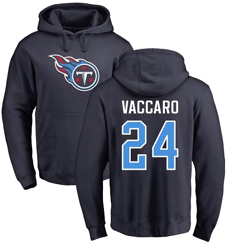 Tennessee Titans Men Navy Blue Kenny Vaccaro Name and Number Logo NFL Football #24 Pullover Hoodie Sweatshirts
